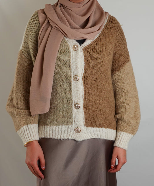 Cardigan Sandy in Beige/Braun